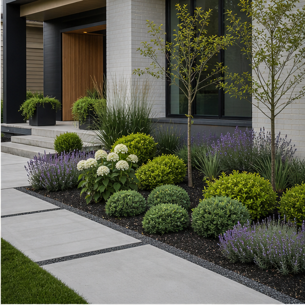 Front Yard Flower Bed Ideas with modern lines