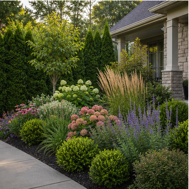 Front Yard Flower Bed Ideas with privacy edge
