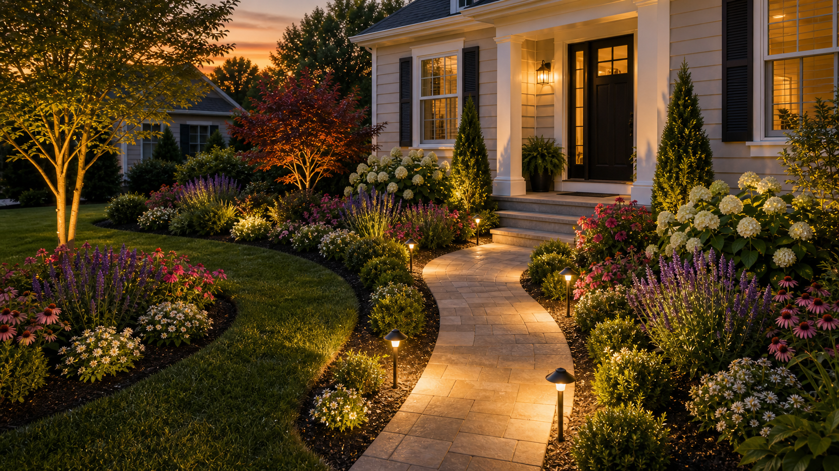 Front Yard Flower Bed Ideas lighting idea