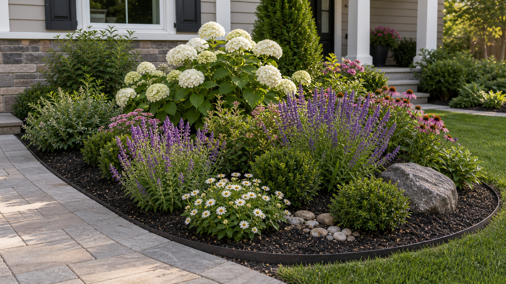 Front Yard Flower Bed Ideas materials and planting