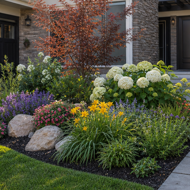 Front Yard Garden Ideas with layered planting