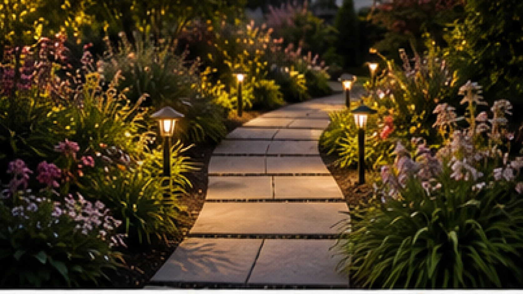 Front Yard Garden Ideas with path lights