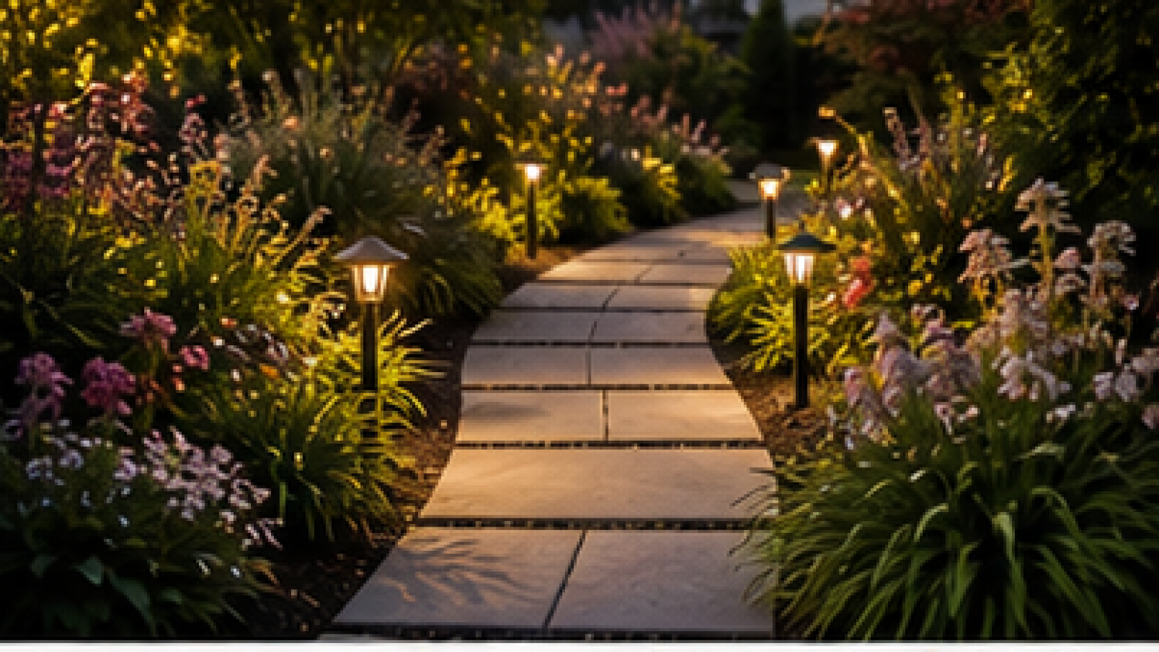 Front Yard Garden Ideas with path lights