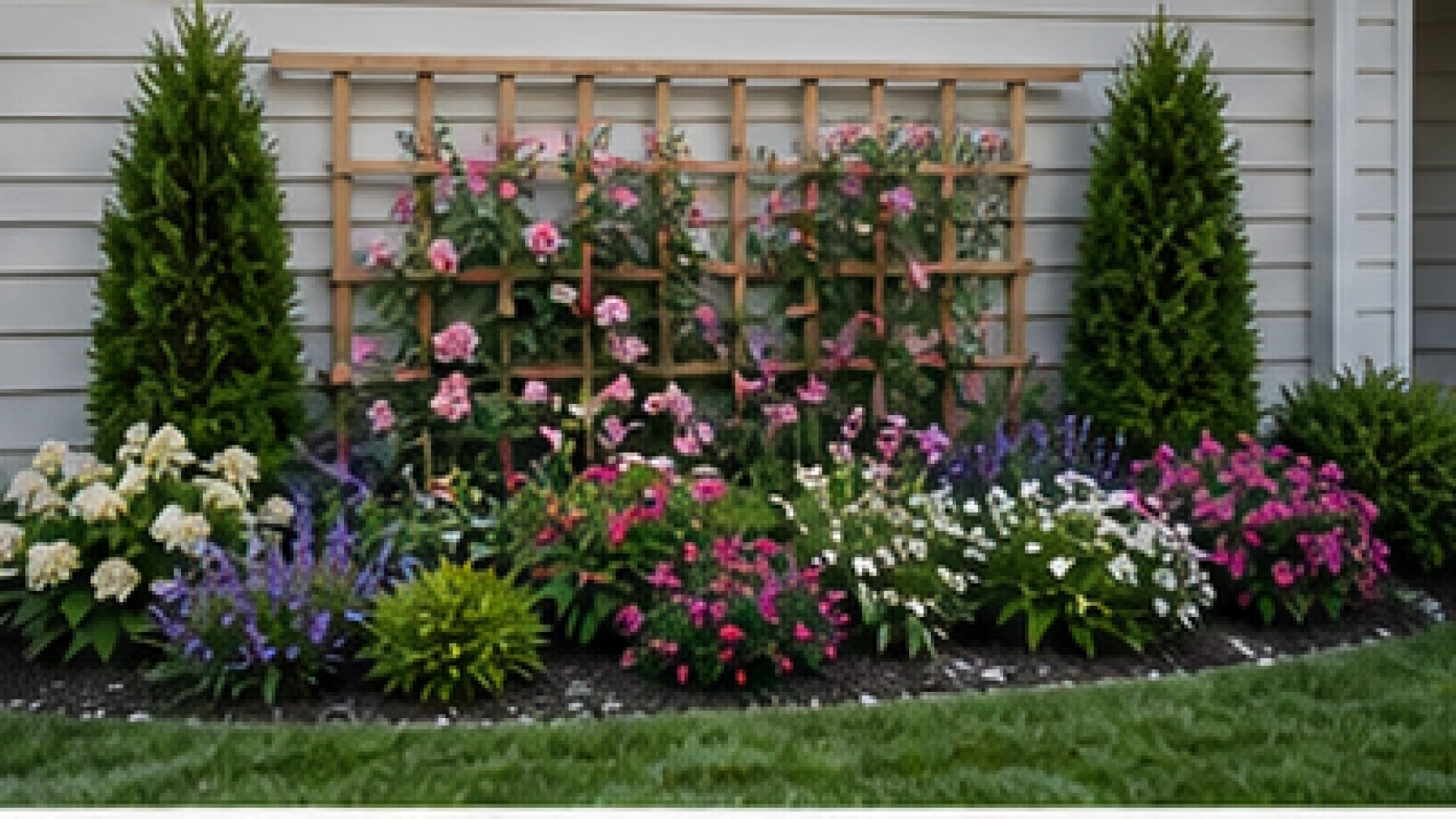 Front Yard Garden Ideas with trellis accent