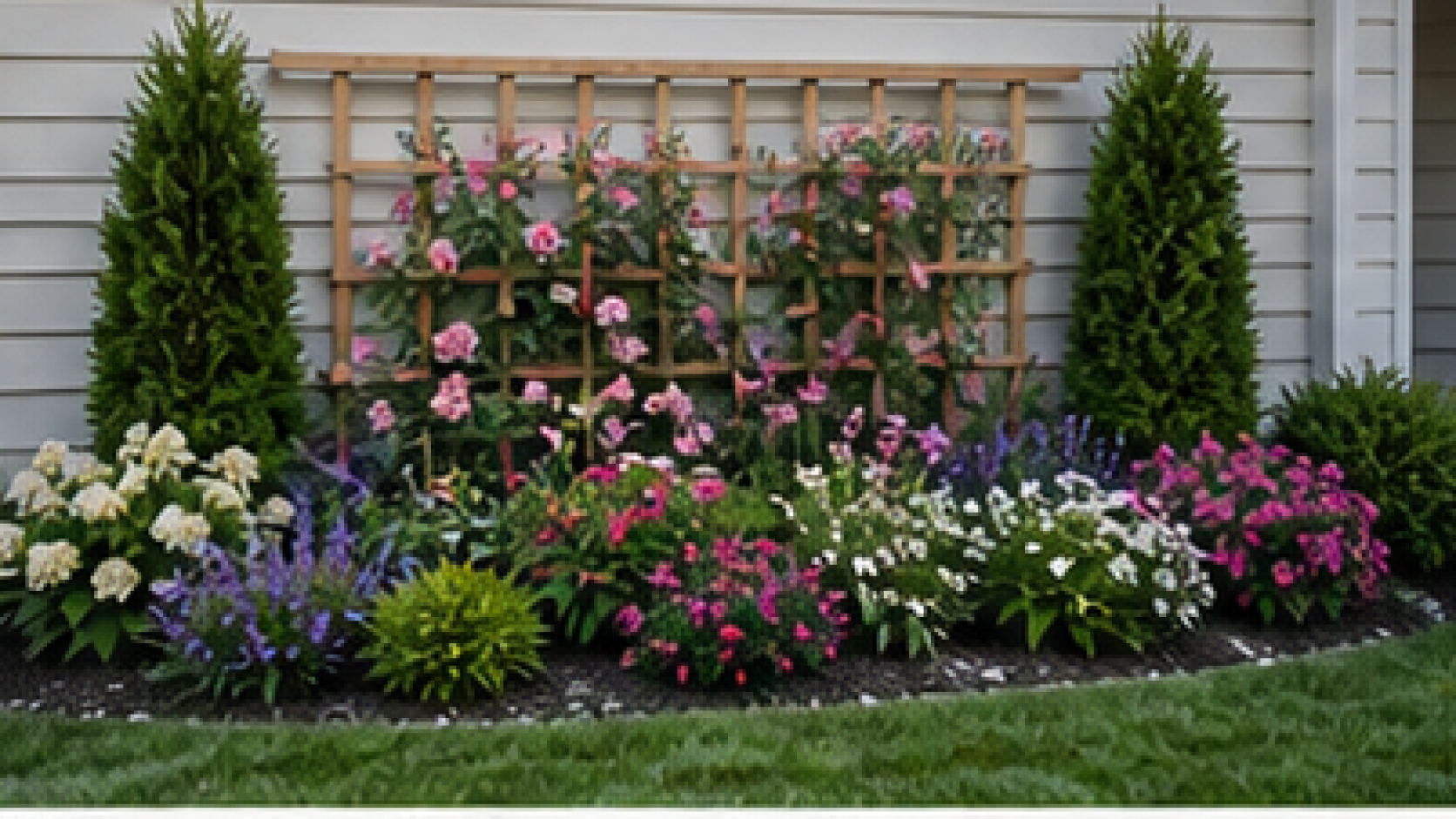 Front Yard Garden Ideas with trellis accent