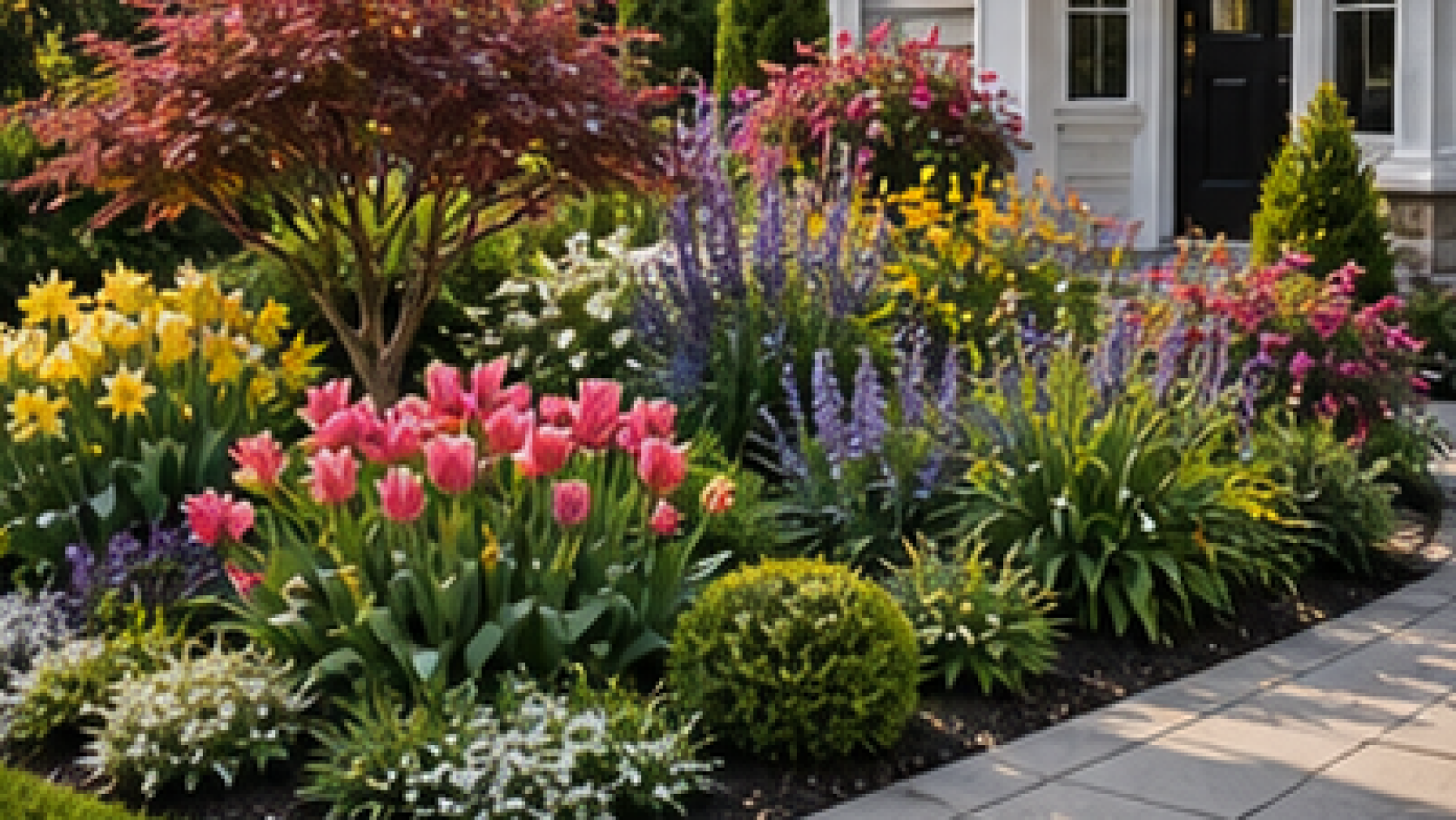 Front Yard Garden Ideas with seasonal color