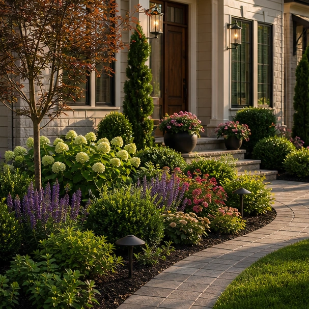 Front Yard Landscaping Designer with layered planting