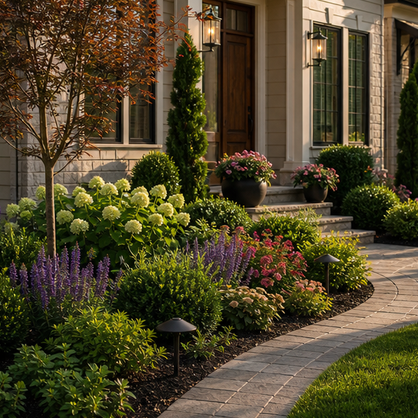 Front Yard Landscaping Designer with layered planting