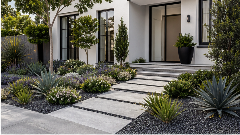 Front Yard Landscaping Ideas with modern lines