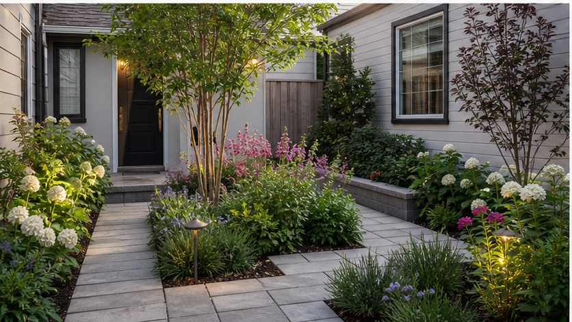 Front Yard Landscaping Ideas with small-space angle