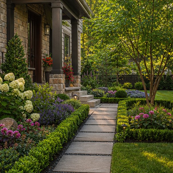 Front Yard Landscaping Ideas with texture contrast