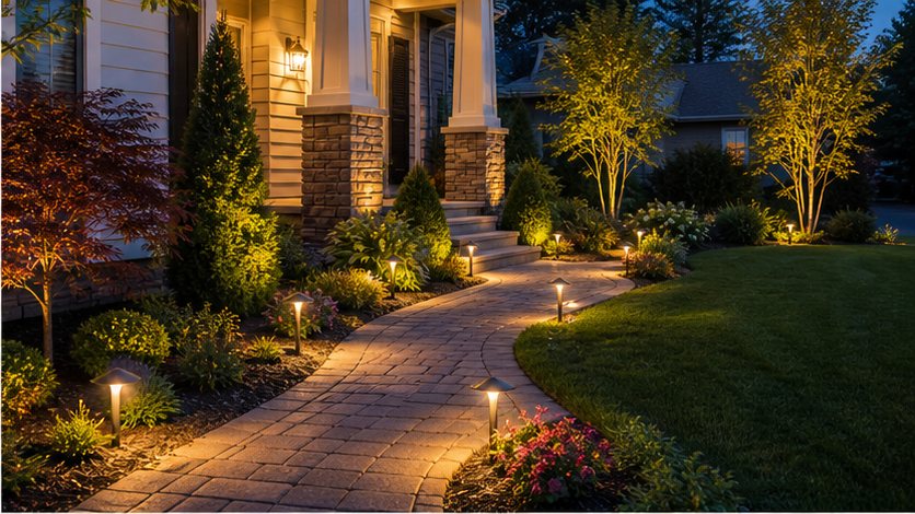 Front Yard Lighting Ideas with layout idea