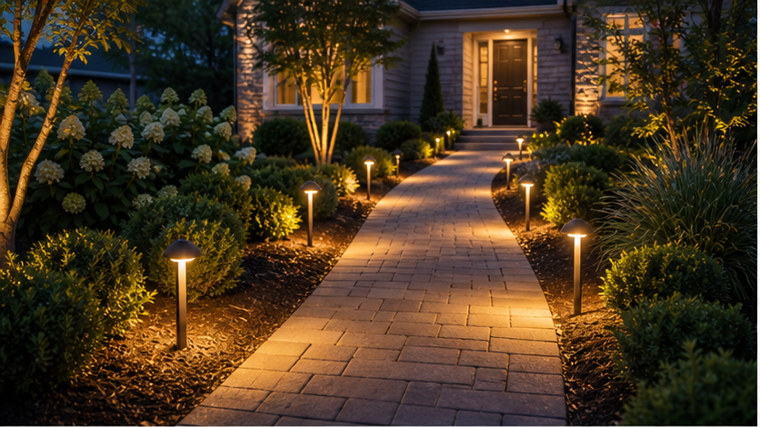 Front Yard Lighting Ideas with path lights