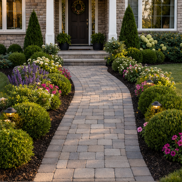 Front Yard Paver Walkway Ideas in a real setting