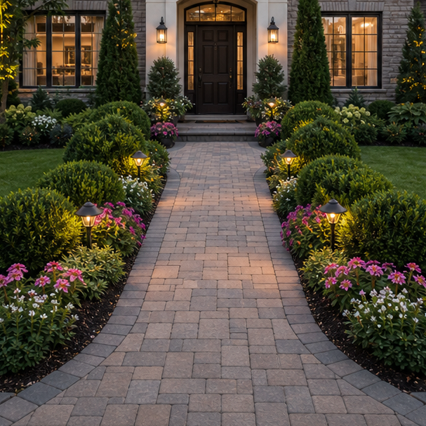 Front Yard Paver Walkway Ideas layout idea