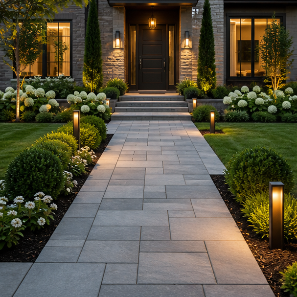 Front Yard Paver Walkway Ideas with modern pavers