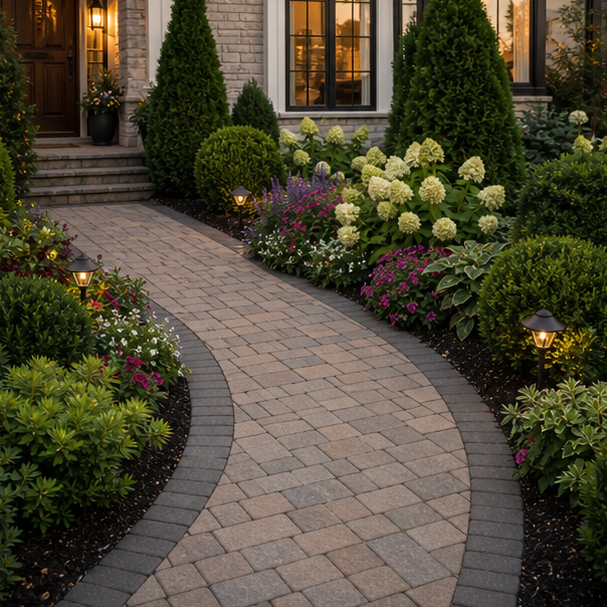 Front Yard Paver Walkway Ideas alternate style