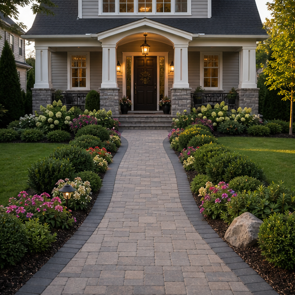Front Yard Paver Walkway Ideas second view