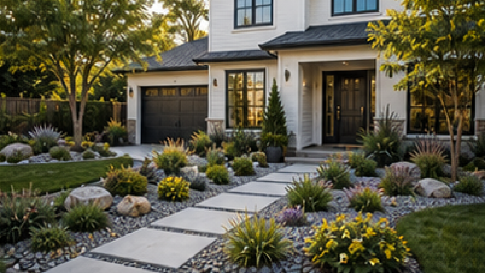 Front Yard Rock Landscaping Ideas in a real yard