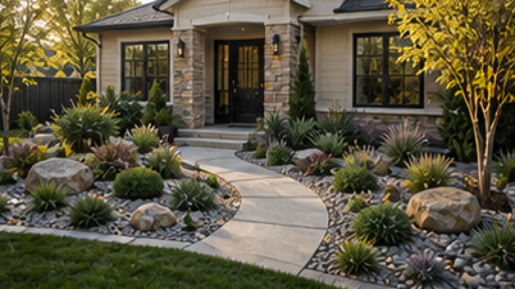 Front Yard Rock Landscaping Ideas second view