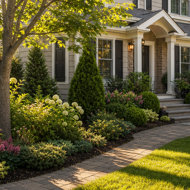 Front Yard Shrub Landscaping Ideas in a real setting