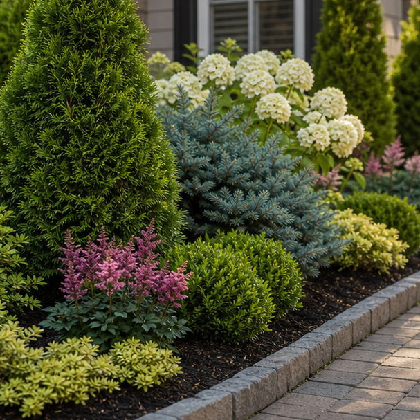 Front Yard Shrub Landscaping Ideas planting and material detail