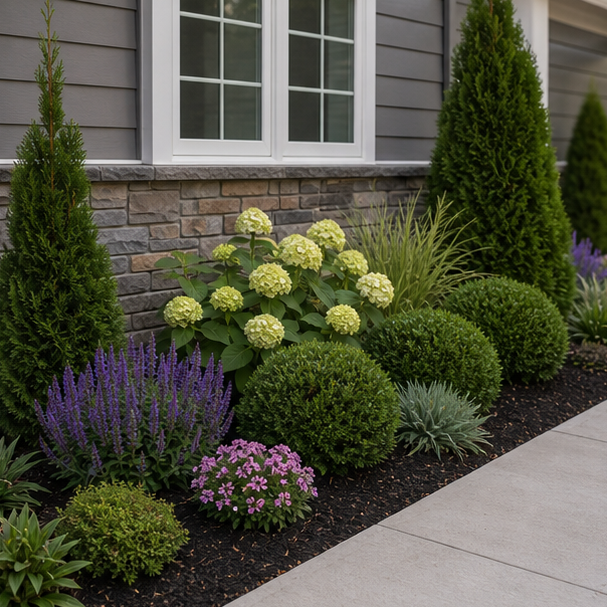 Front Yard Shrub Landscaping Ideas with low maintenance