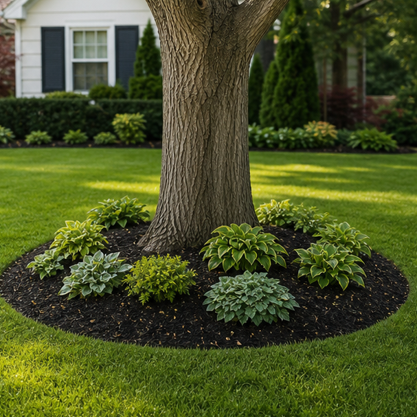 Front Yard Tree Landscaping Ideas with mulch ring