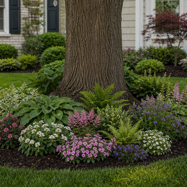 Front Yard Tree Landscaping Ideas with shade flowers