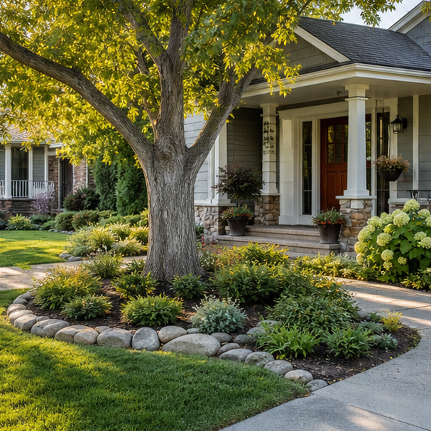 Front Yard Tree Landscaping Ideas with second view