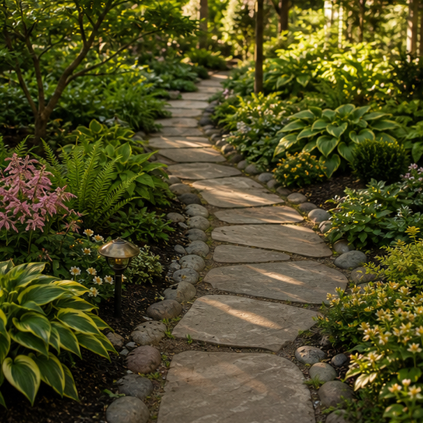 Garden Path Ideas with layered planting