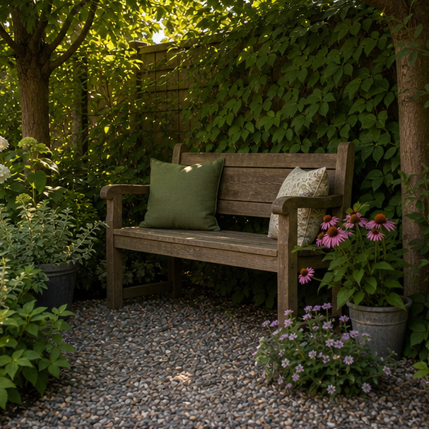 Garden Seating Area Ideas planting and material detail