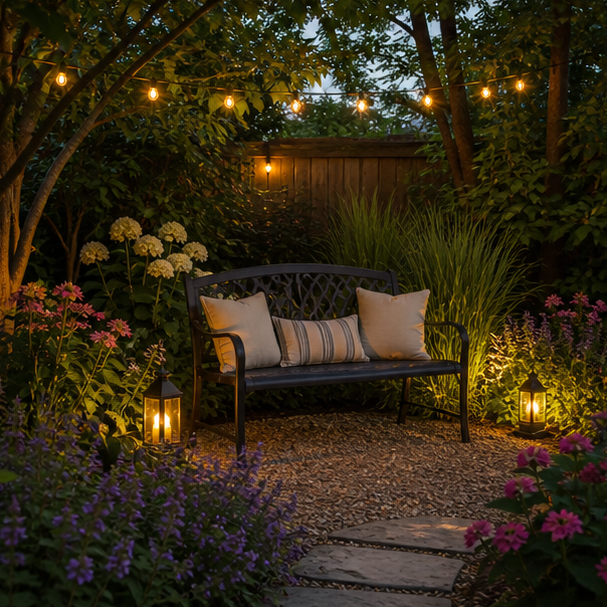 Garden Seating Area Ideas lighting idea