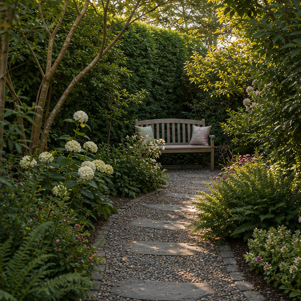 Garden Seating Area Ideas with path connection