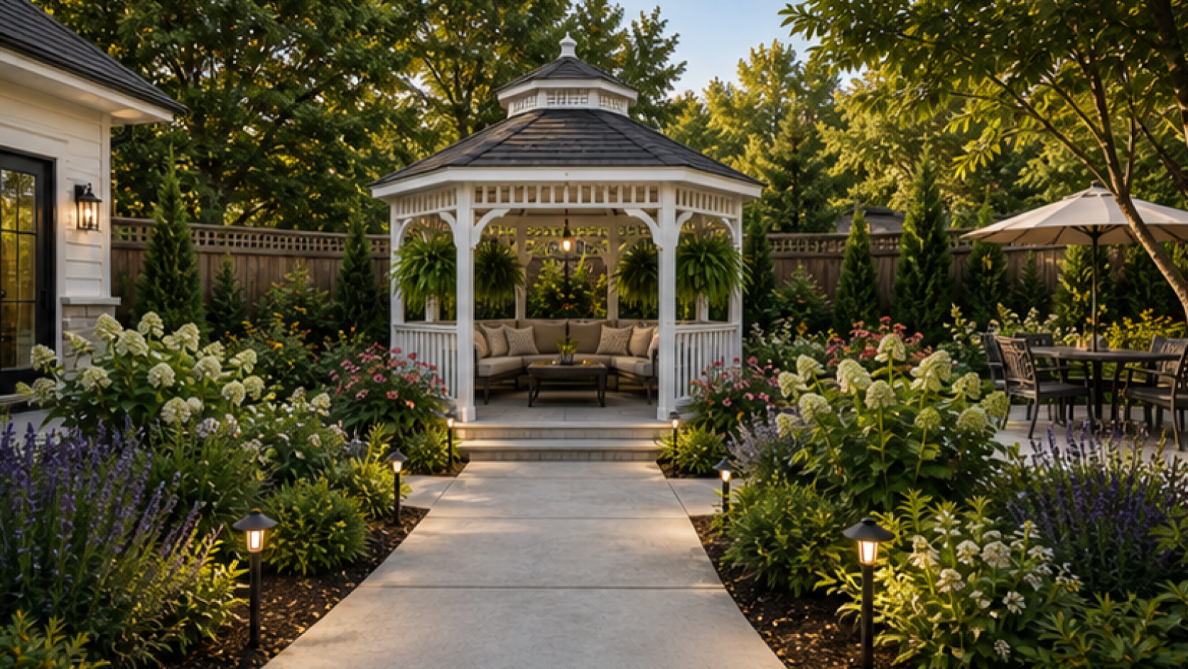 Gazebo Ideas with a natural concrete look