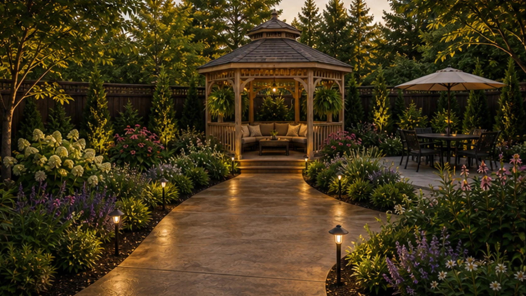 Gazebo Ideas with a treated concrete look
