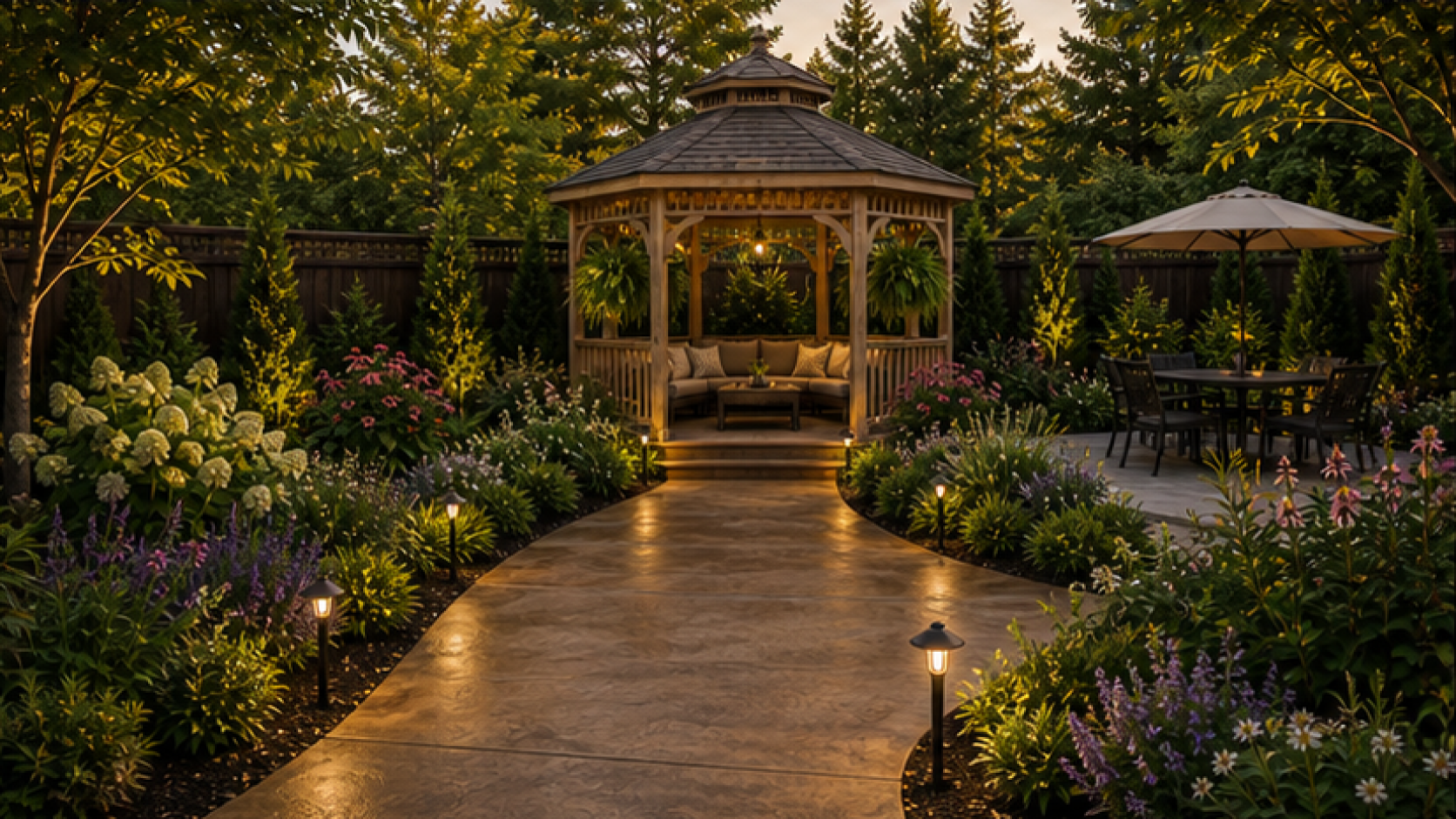 Gazebo Ideas with a treated concrete look