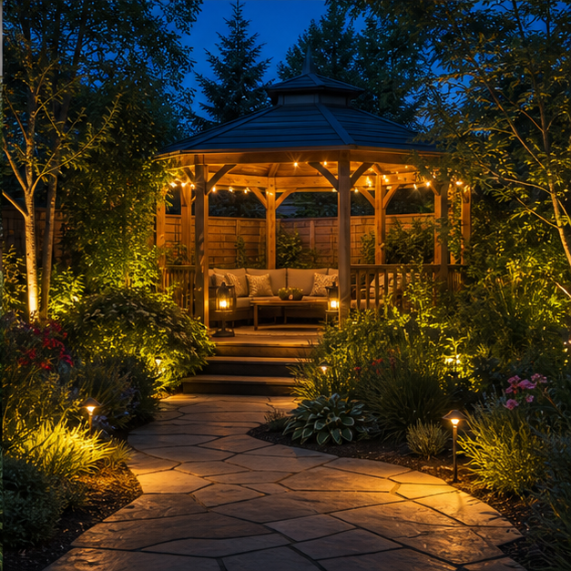 Gazebo Ideas with evening light