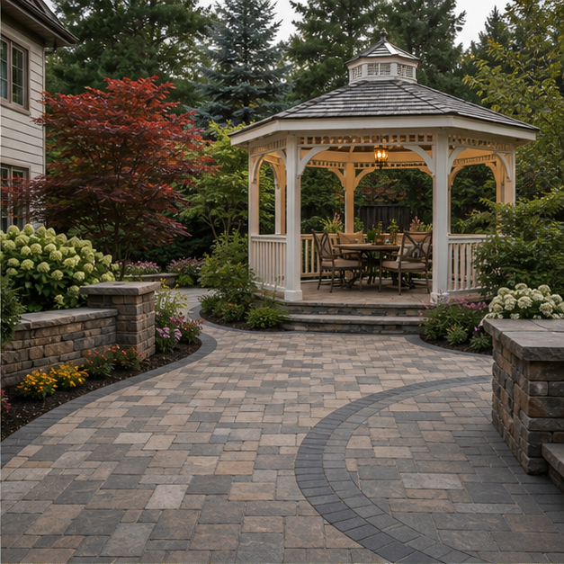 Gazebo Ideas with stone texture