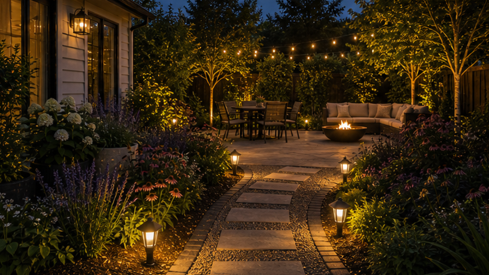Landscape Design App with path light accents
