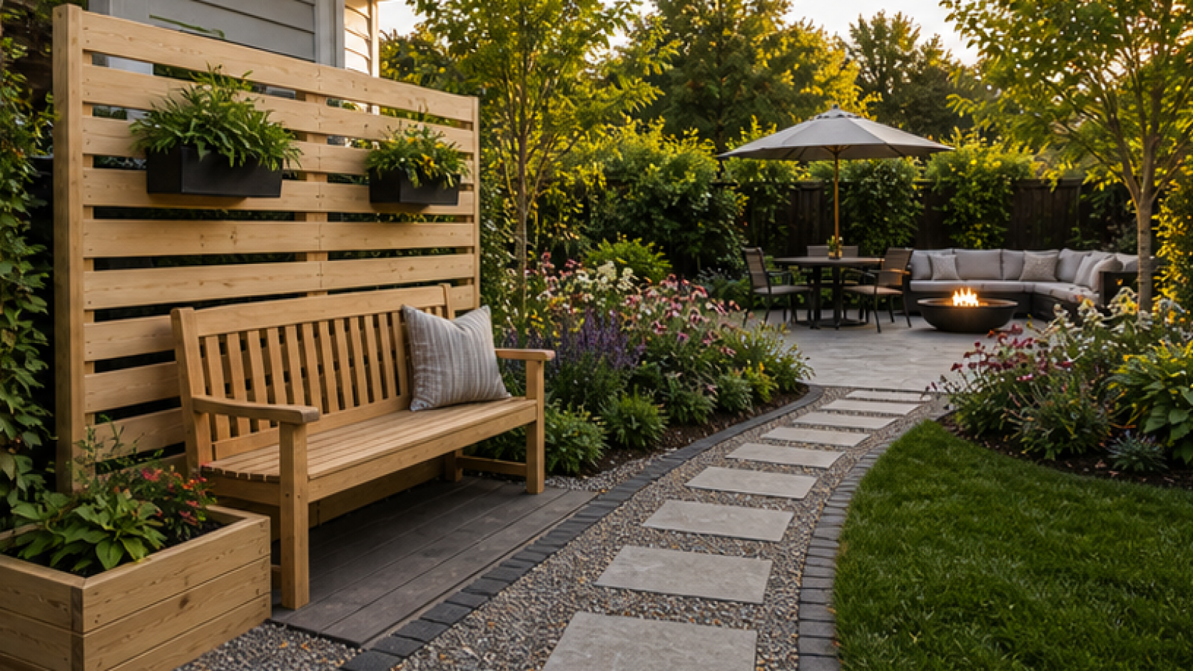 Landscape Design App with natural wood accents