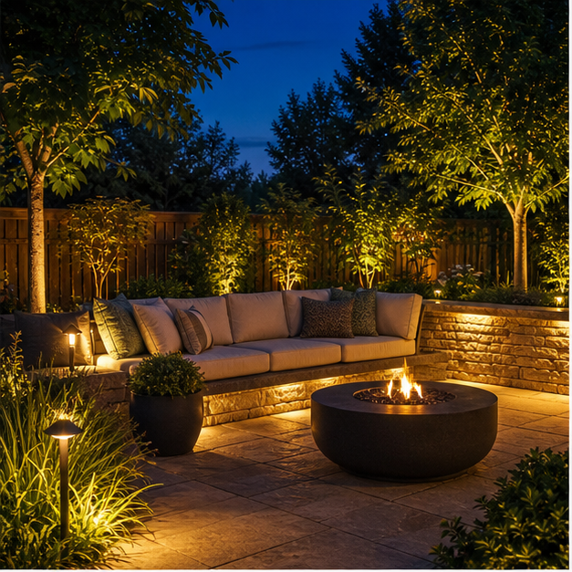 Landscape Lighting Ideas with seating zone
