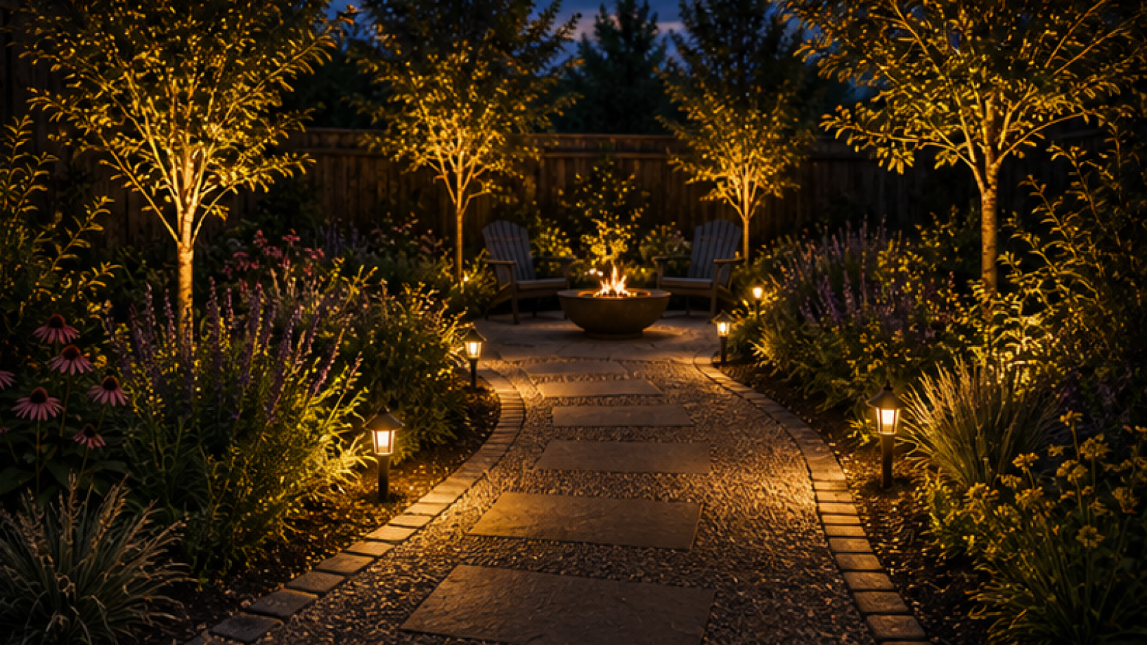 Landscape Lighting Ideas with path light accents
