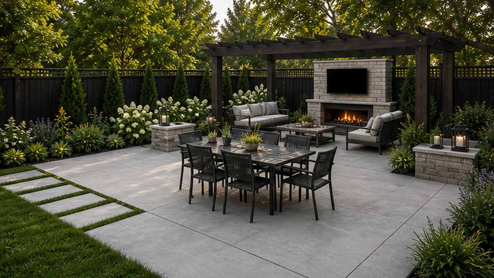 Landscaping Ideas with a natural concrete look
