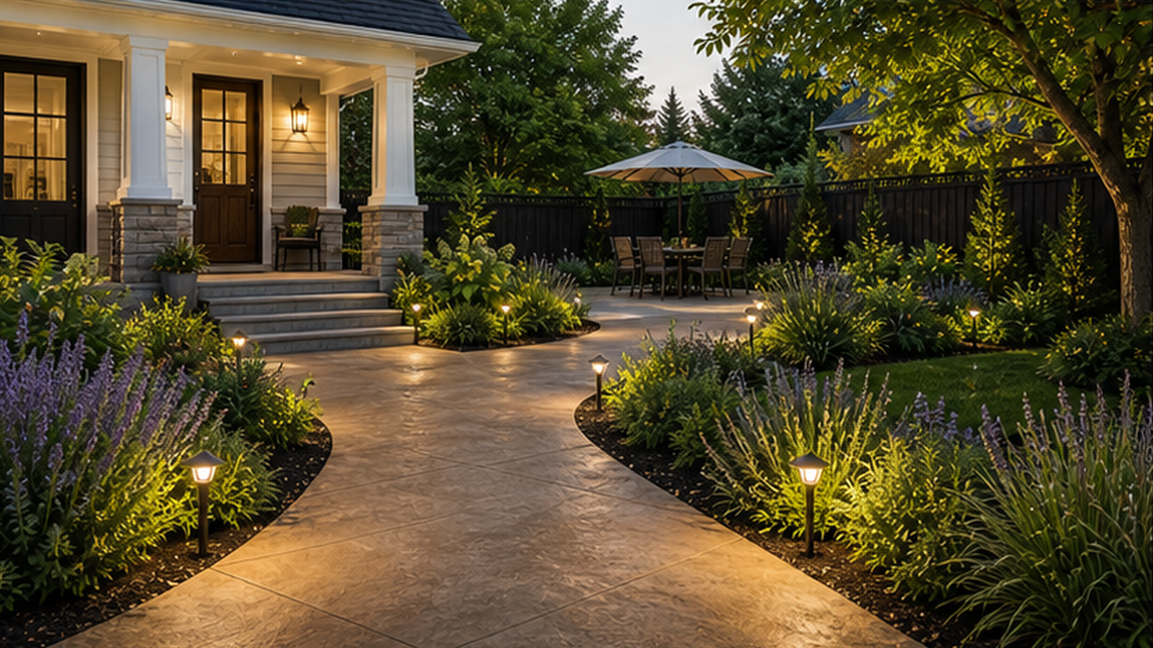 Landscaping Ideas with a treated concrete look