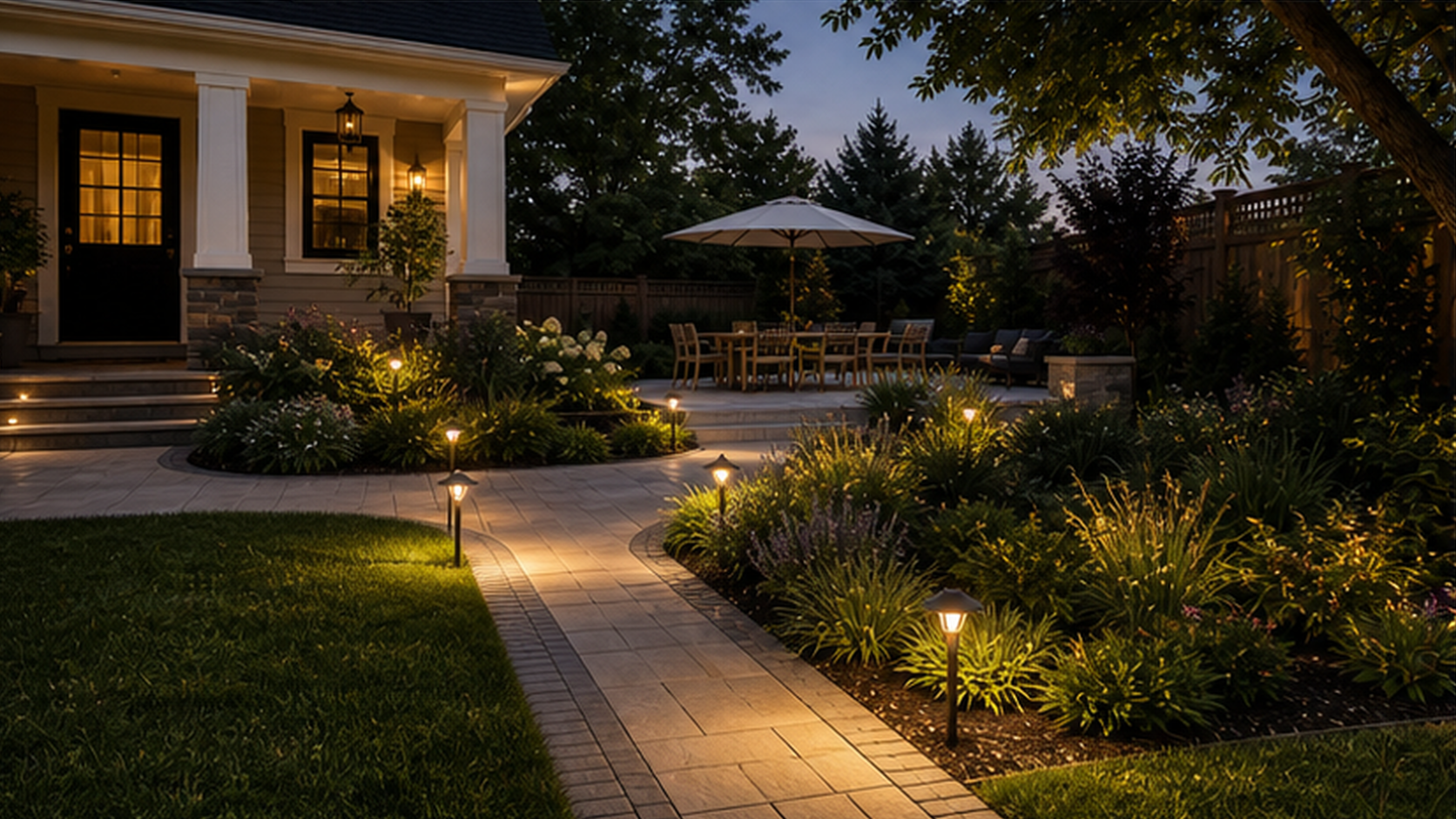 Landscaping Ideas with path light accents