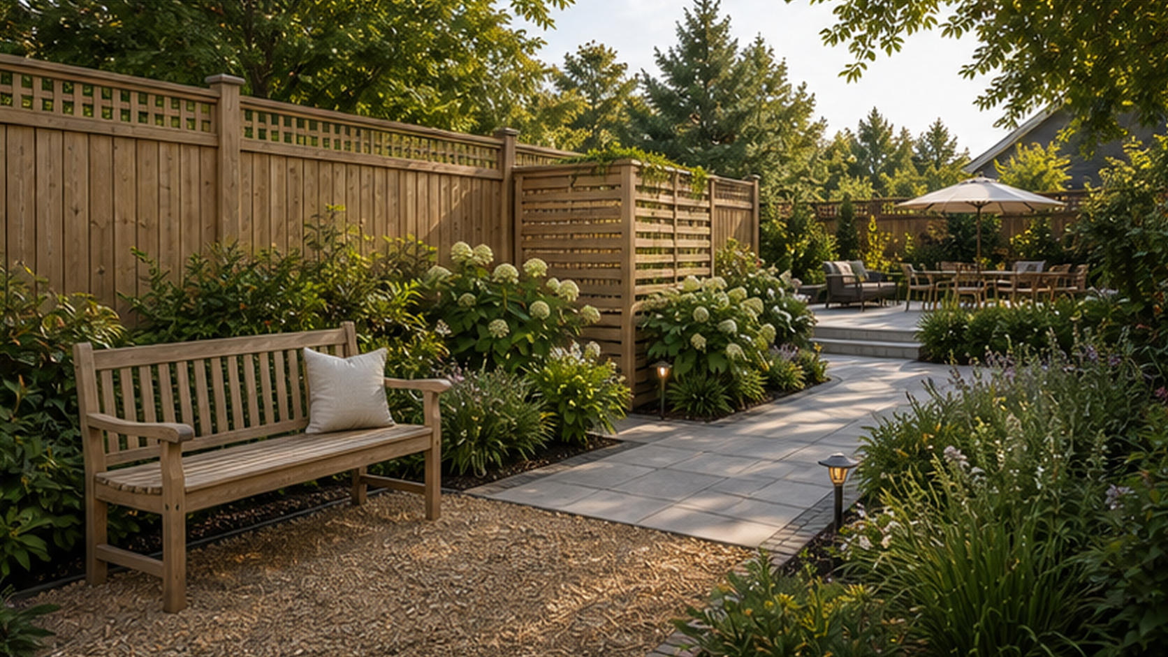 Landscaping Ideas with natural wood accents