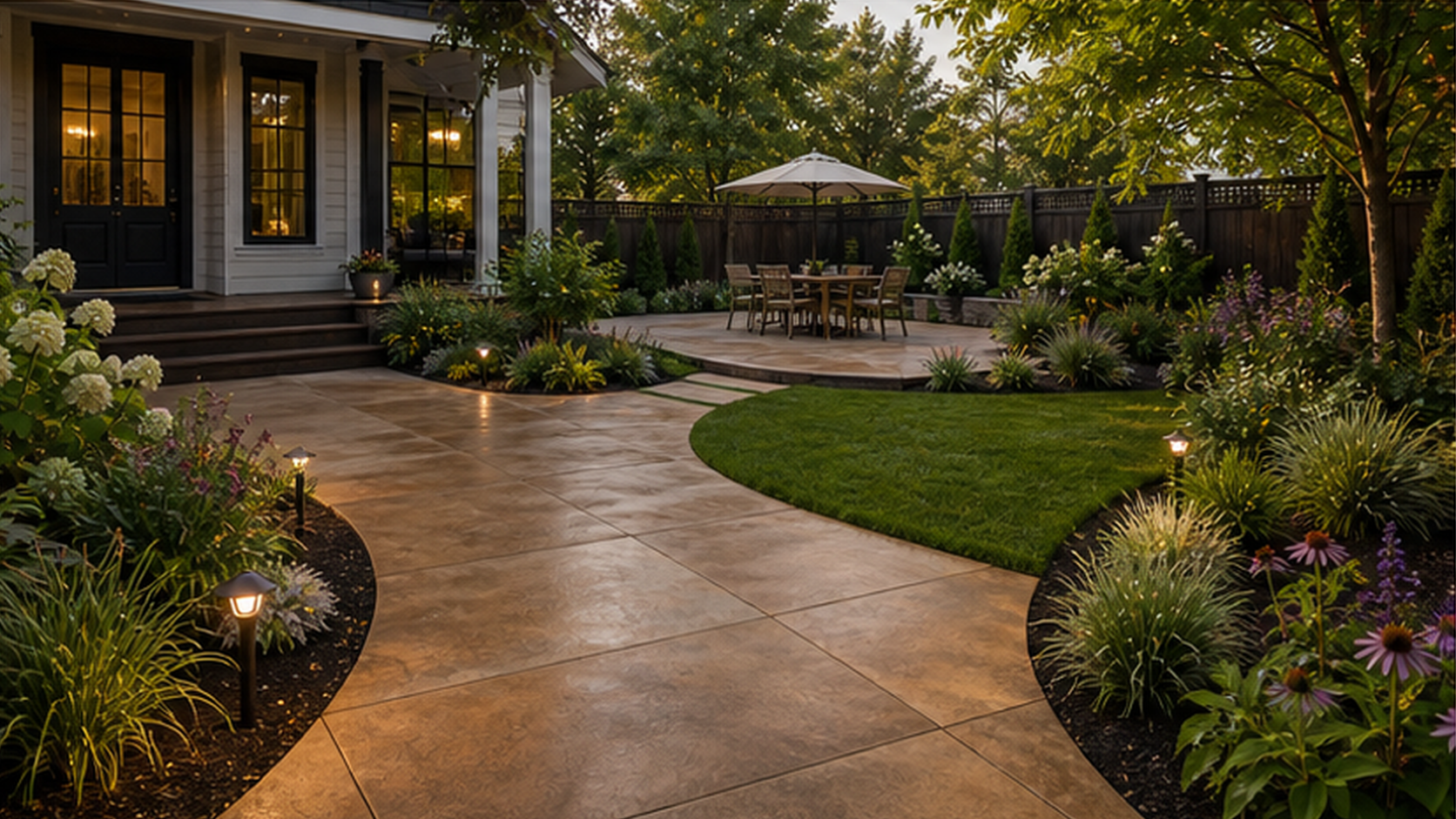 Landscaping Ideas with a treated concrete look