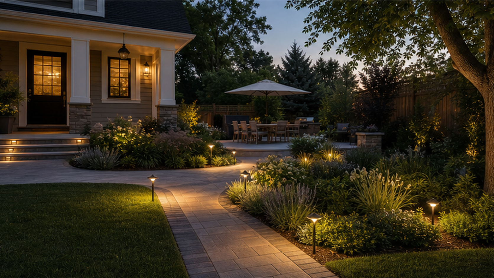 Landscaping Ideas with path light accents