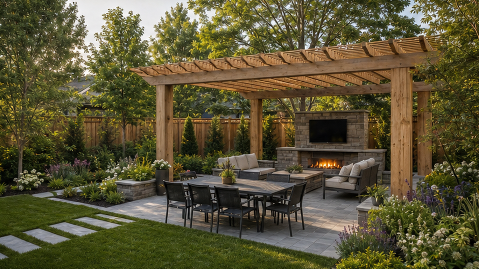 Landscaping Ideas with a pergola accent